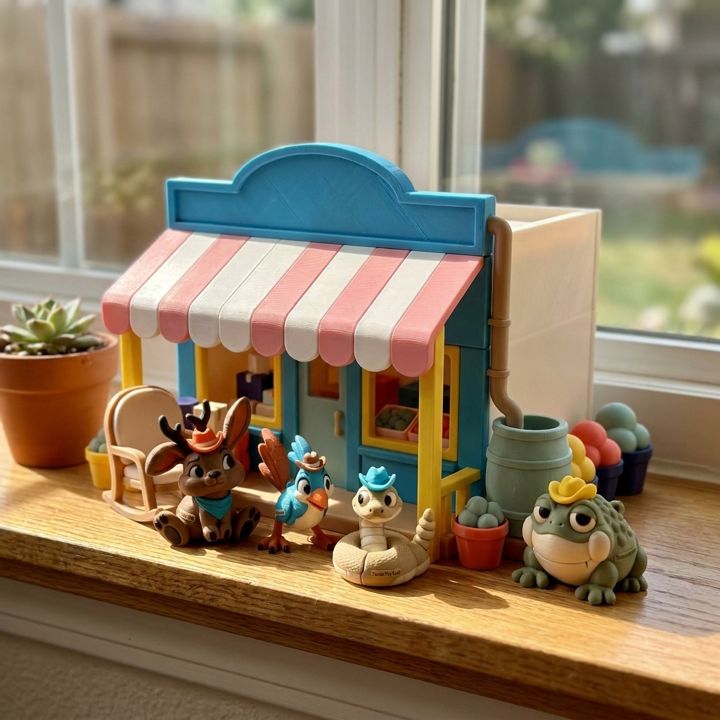 The Front Porch playset: on a sunny windowsill