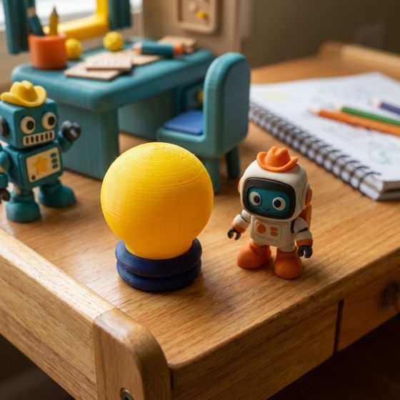 The Idea Desk playset: the big idea lamp, up close