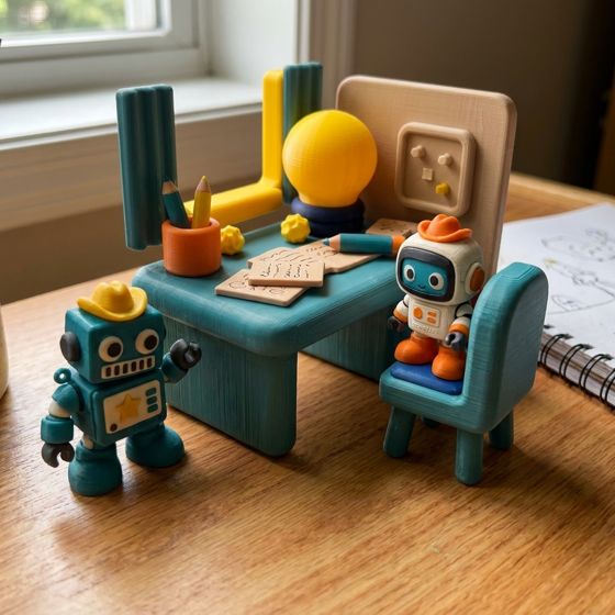 The Idea Desk playset: a robot's-eye view