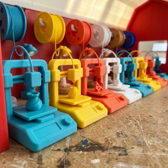 The Printer Ranch playset: a row of tiny printers